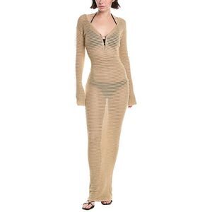 La Porte Womens Crochet Maxi Dress, Gold